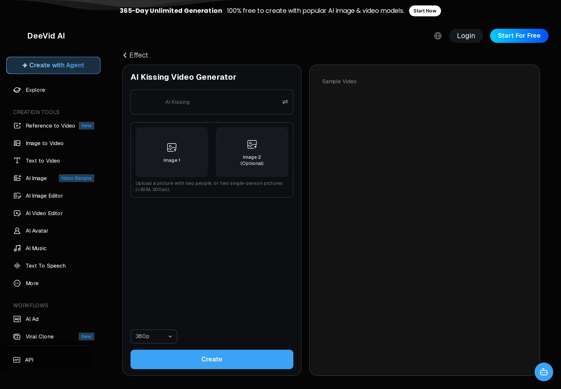 DeeVid AI Kissing Generator image input workflow